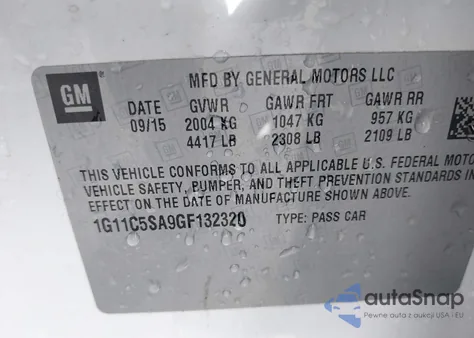 2016 Chevrolet Malibu Limited Lt из США, поврежденный, VIN 1G11C5SA9GF132320